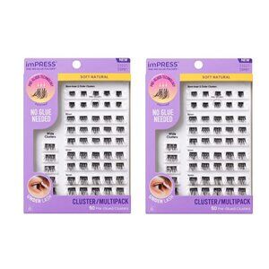KISS imPRESS Pre-Glued Lash Clusters Multipack Soft Natural Set of 2